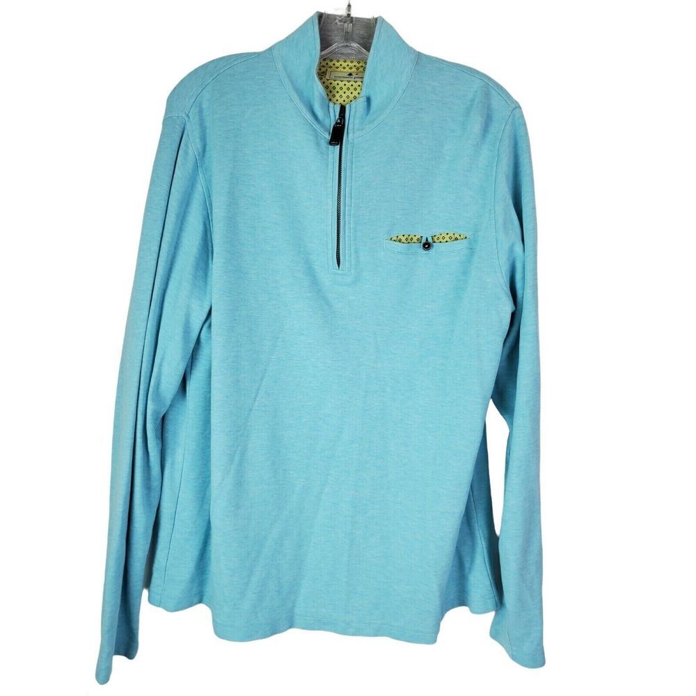 Southern Pines Men's Medium Blue Crewneck Pullover 1/4 Zip Chest Pocket‎